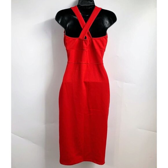 Boohoo Women's Jasmine Cross Over Sleeveless Bodycon‎ Dress Size 6 NWT - Picture 2 of 15